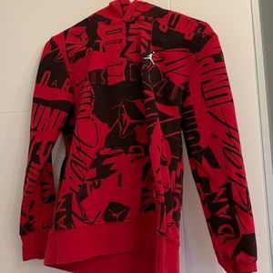Jordan Kids essentials red print hoodie size boys large